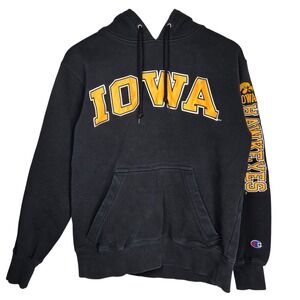 Champion Iowa Hawkeyes Hoodie Mens Small Black Yellow Pullover FG8705A